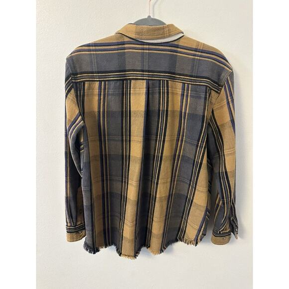 free people  •  plaid shirt flannel shacket western jacket button down top - Picture 3 of 11